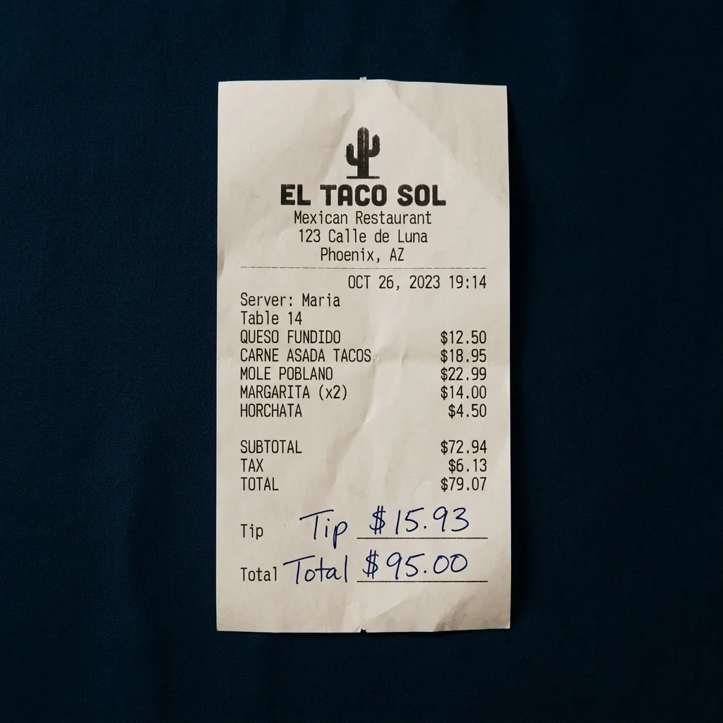 Recibo de restaurante